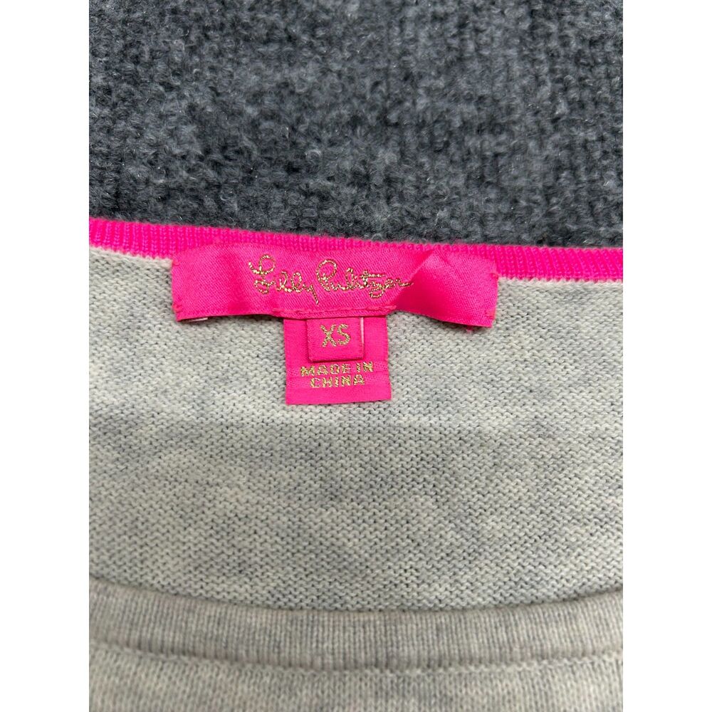 Lilly Pulitzer Flamingo Sweater Women’s XS Gray Embroidered Side Button Pullover